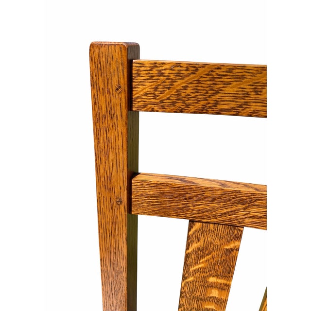 Late 20th Century Set of 6 Arts & Crafts / Mission Oak Dining Chairs Stickley Harvey Ellis Style For Sale - Image 5 of 12