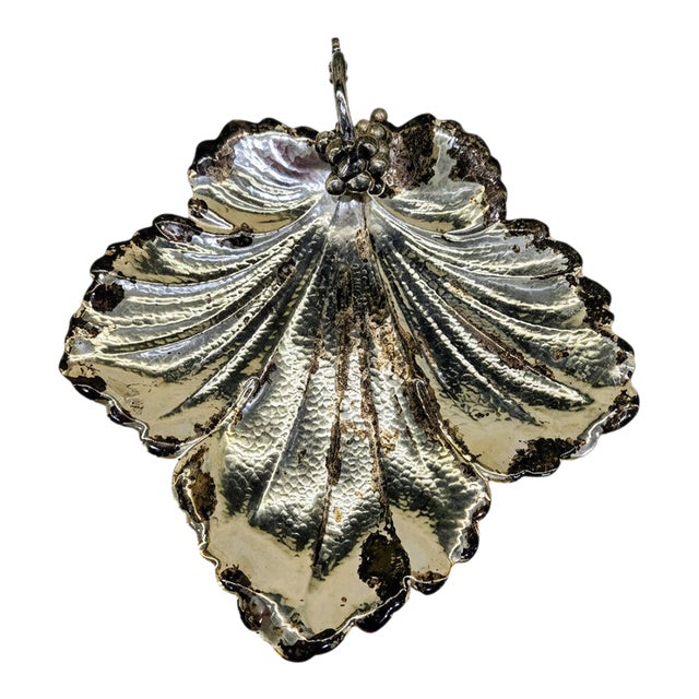 Vintage Weidlich Brothers Silver Plate Grape Leaf Catchall For Sale