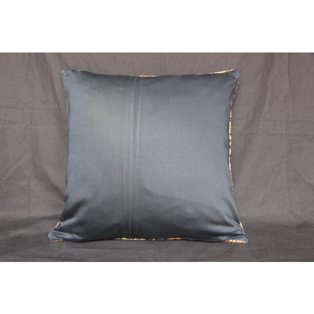 Handwoven Navy Blue& Green Tone Rug Pillow Case -20'' X 20'' For Sale - Image 11 of 13