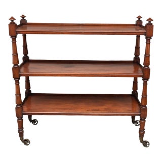 19th Century English Mahogany Three Tier Trolley - Server For Sale