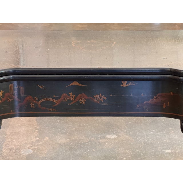 19th Century 19th Century English Green Lacquer Chinoiserie Flip-Top Game Table For Sale - Image 5 of 18