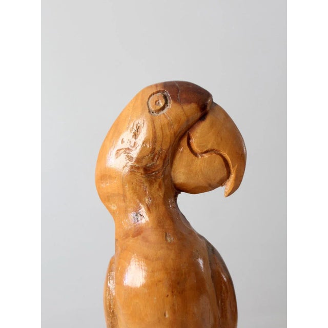 Vintage Hand Carved Wooden Parrot For Sale - Image 6 of 12
