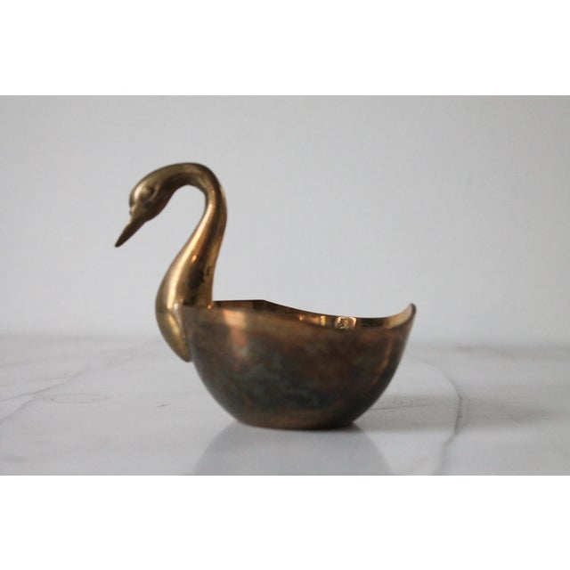 Late 20th Century Vintage Brass Swan Dish For Sale - Image 5 of 10