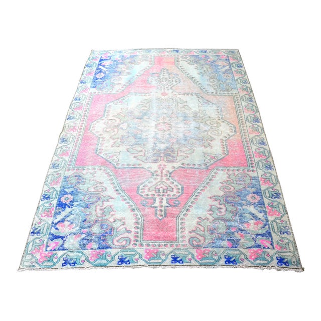 Vintage Handmade Wool Turkish Rug For Sale