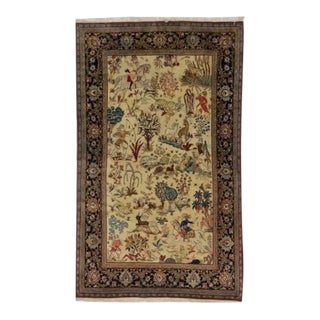 1950s Persian Pictorial Kashan Rug, 4'7" X 7'6" For Sale