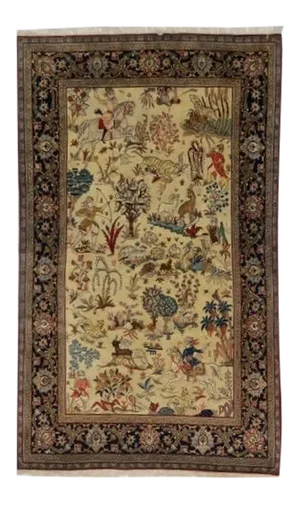 1950s Persian Pictorial Kashan Rug, 4'7" X 7'6"