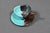 Mid 20th Century Vallauris – Black and Turquoise Blue Faience Coffee Set - 15 pcs For Sale - Image 17 of 18