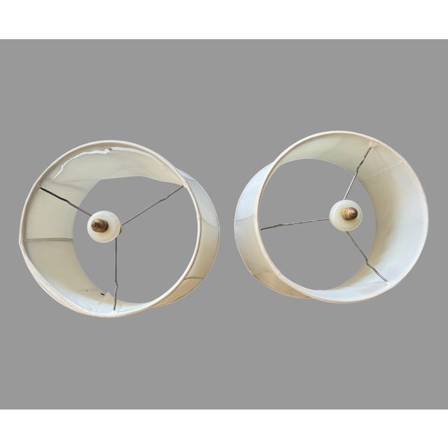 Neoclassical Vintage Alabaster & Bronze Table Lamps Neoclassical Marble Column Matching - a Pair For Sale - Image 3 of 9