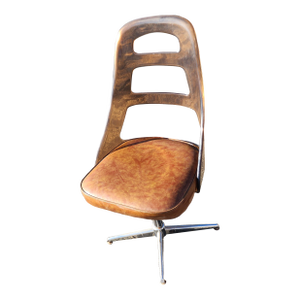 Mid-Century Modern Vintage Acrylic Vinyl Cushioned Swivel Chrome Chair, C.1970s