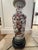 Vintage mid-20th century lamp featuring hand-painted Chinese porcelain base on a black lacquered wood stand. The porcelain...