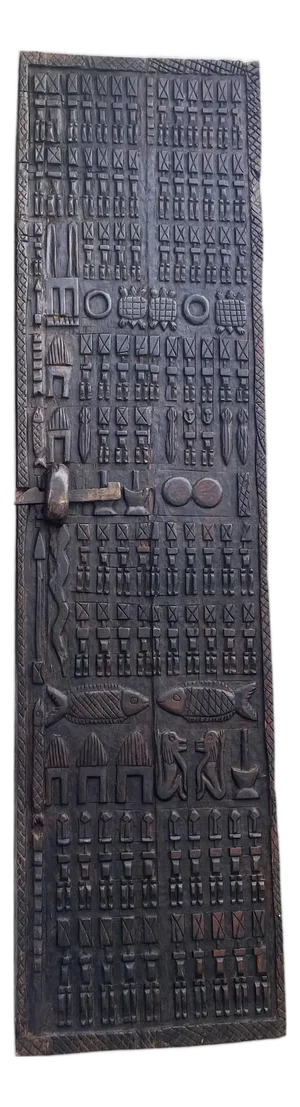 Vintage Dogon Door W/Nomoo Ancestors Figures Mali African 92.5" H