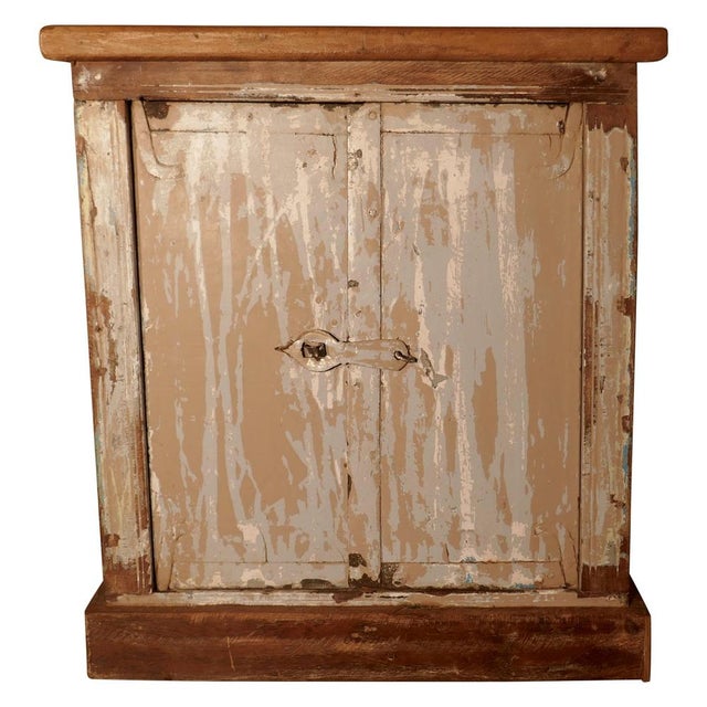 French Rustic 2-Door Cupboard with Distressed Worn Paint, 1870s For Sale - Image 9 of 9