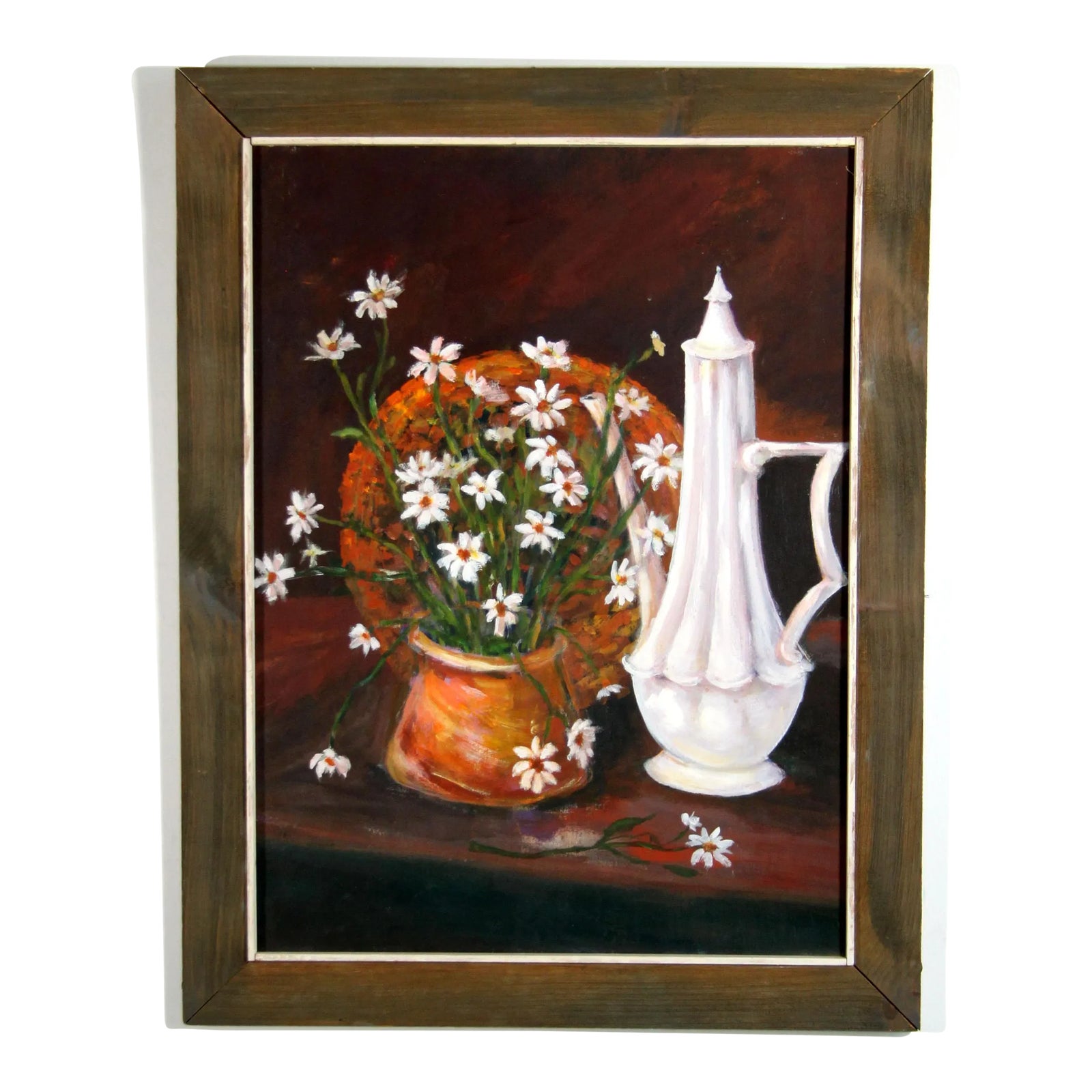Vintage Mid Century Modern Acrylic on Board Still Life Painting