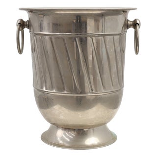 Art Deco Metal Ice Bucket with Ring Handles, France, 1920s For Sale