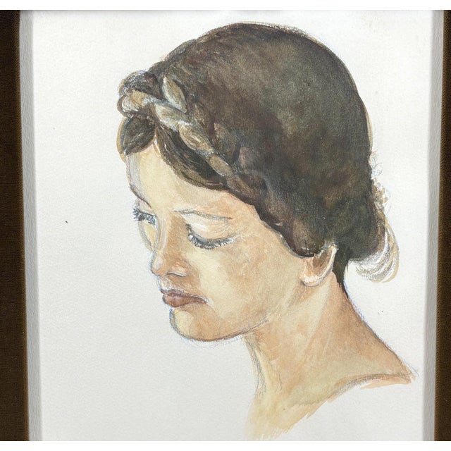 1973 Steve Le Bailly Original Portrait Watercolor - "Study of a Head" A rare and deeply personal early work by the late...