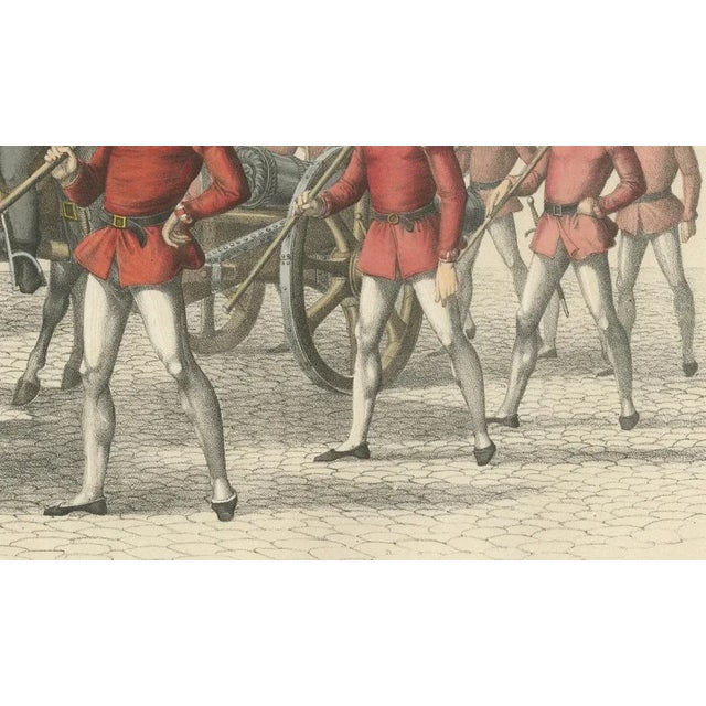 Title: 1855 Swiss Victory Parade – Captured Burgundian Cannons Escorted by Bernese Troops : This exceptional hand-colored...