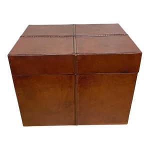 Late 20th Century French Modern Stitched Leather Rectangular Table Box