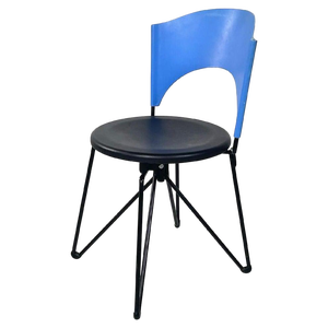 Modern Italian Black and Blue Chair Sofia attributed to Carlo Bartoli for Bonaldi, 1980s