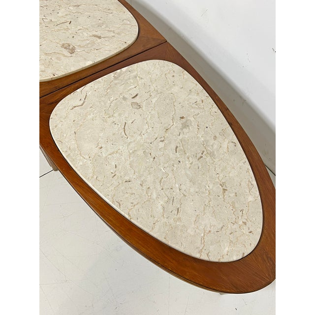 C. 1960s Two Piece Surfboard Coffee Table in Walnet With MarbleTop For Sale - Image 10 of 10