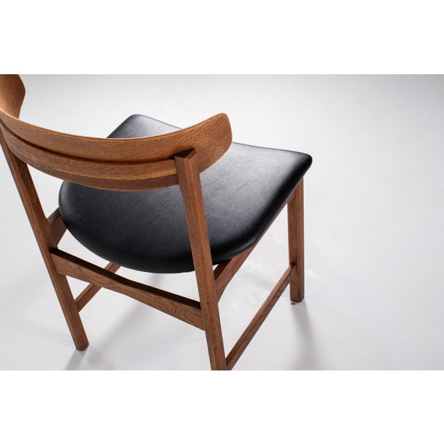 Danish Oak and Black Skai Dining Chairs, 1960s, Set of 4 For Sale - Image 17 of 18