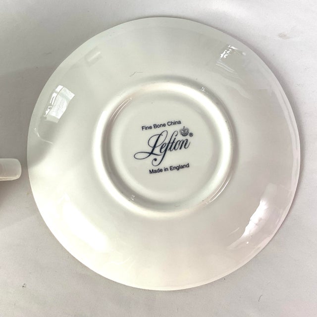 1950s Lefton, English Bone, China, Floral, Teacup, and Saucer For Sale - Image 6 of 6
