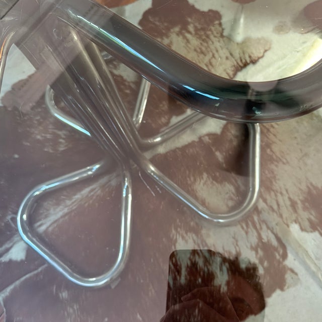 Silver Vintage Chrome and Glass Dining Table Attributed to Giotto Stoppino For Sale - Image 8 of 9