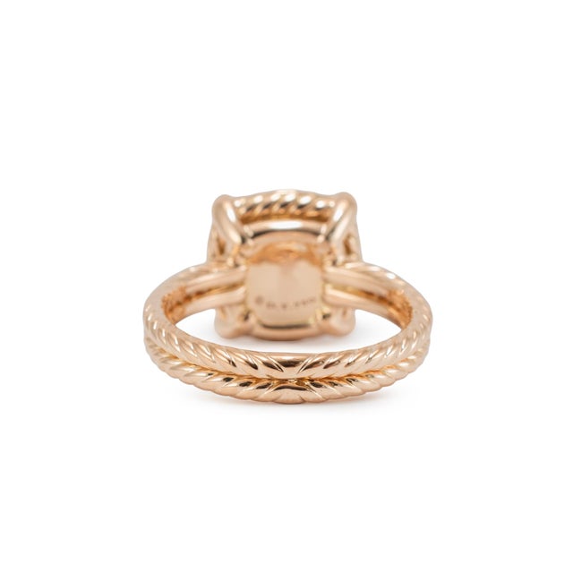 Metal David Yurman Chatelaine 18k Rose Gold Morganite Pavé Diamond Cable Cocktail Ring, Size 5.5 For Sale - Image 7 of 8