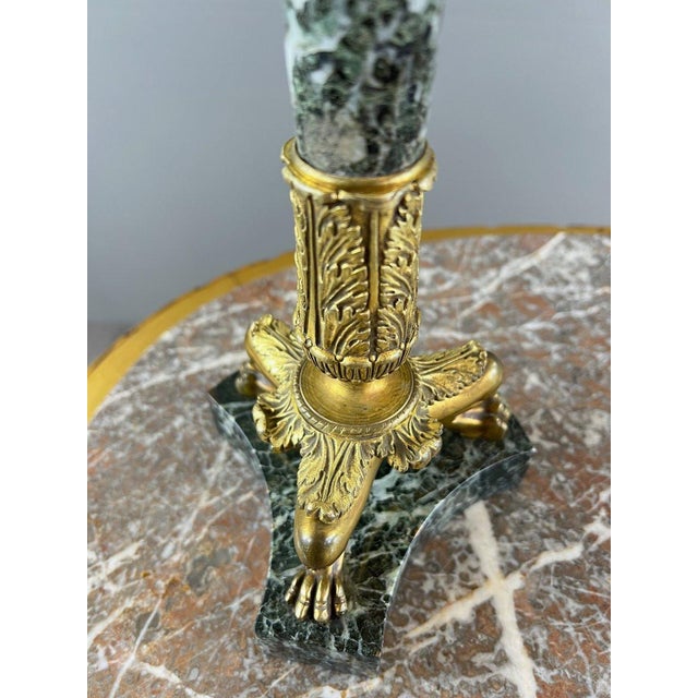 19th Century Candelabras in Gilt Bronze and Green Marble, Set of 2 For Sale - Image 3 of 10