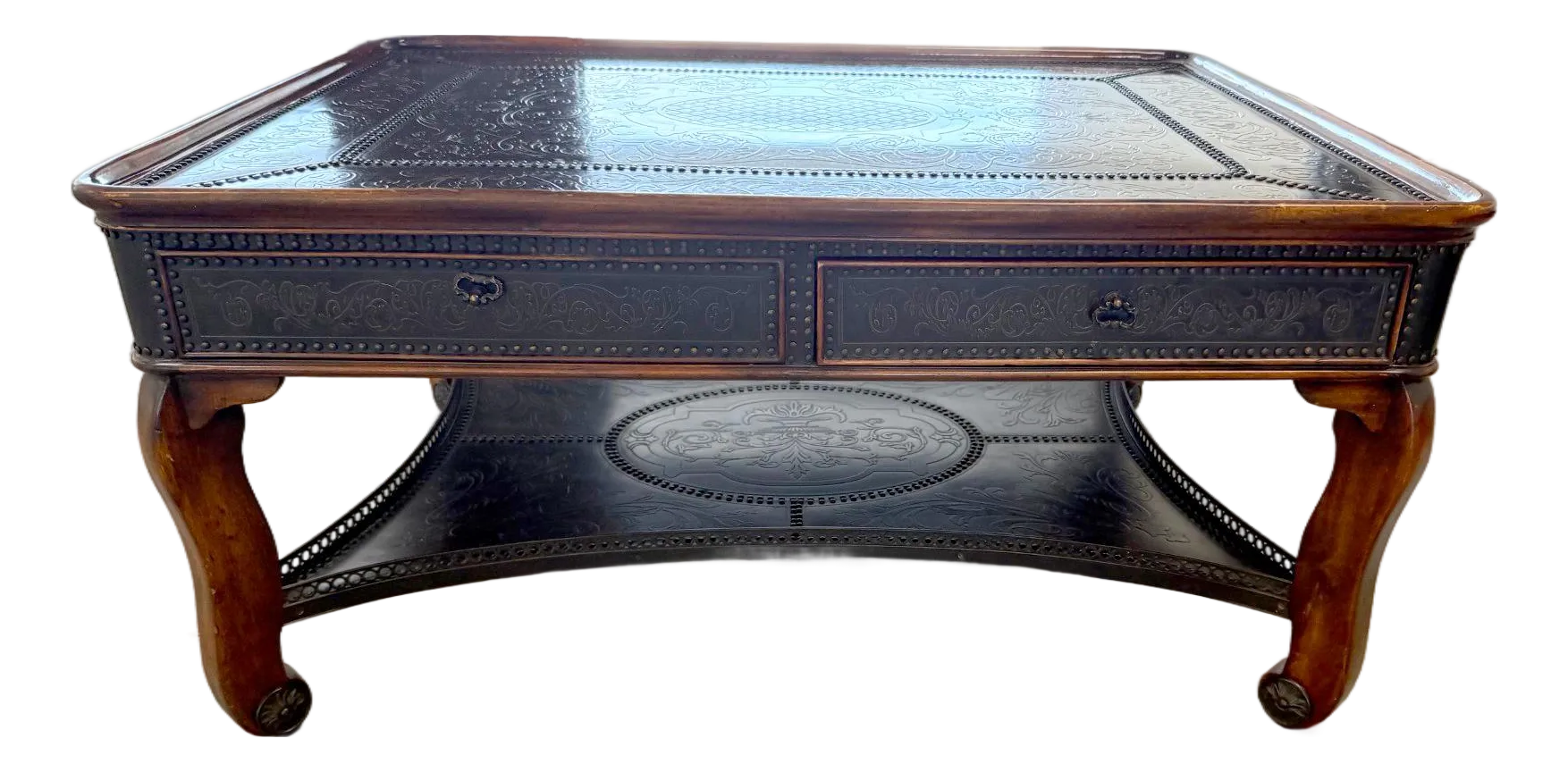 Theodore Alexander コーヒーテーブル アンティーク Theodore Alexander Louis XIII Style Etched Brass Tray Top Coffee