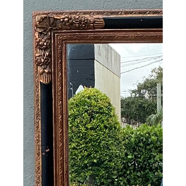Vintage Ornate Gold and Black Frame Mirror For Sale In West Palm - Image 6 of 12