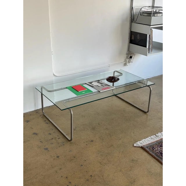Minimalist Bent Tubular Steel and Glass Coffee Table For Sale In Los Angeles - Image 6 of 6