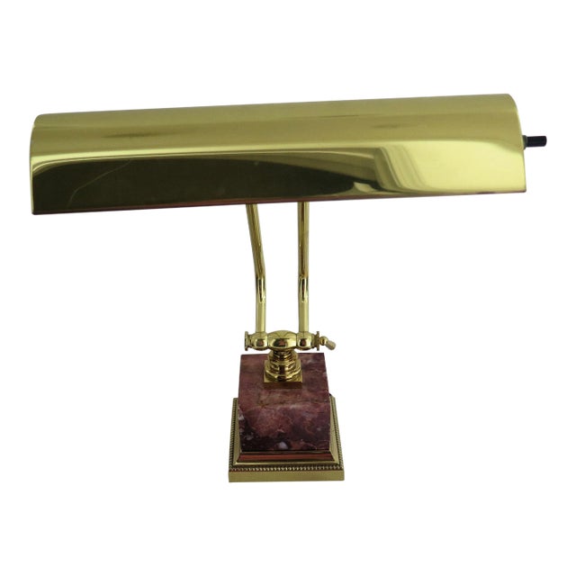 Brass Glass and Marble Desk Lamp For Sale