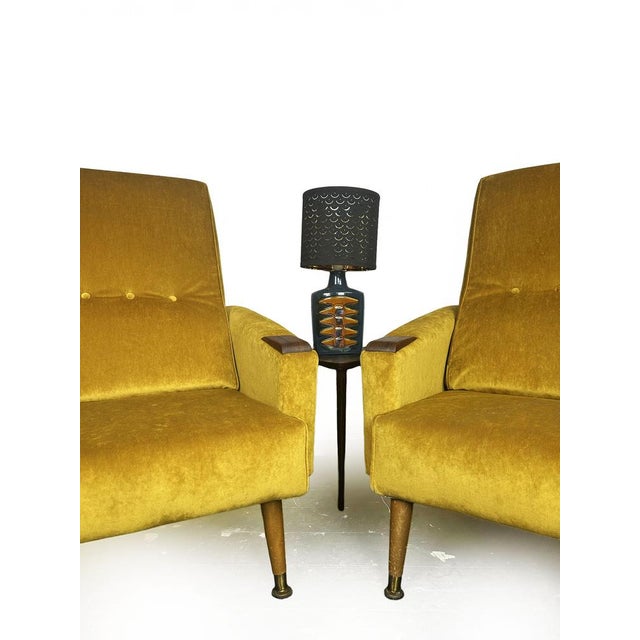 Mid-Century Modern Mid-Century Modern Fireside Armchairs with Teak Wood Detailing, 1960s, Set of 2 For Sale - Image 3 of 11