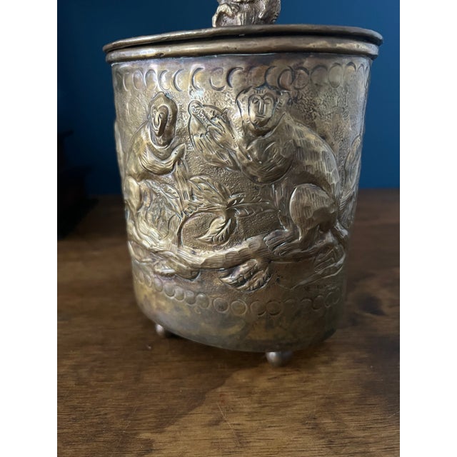 Antique Brass Monkey Jar With Lid For Sale - Image 9 of 11