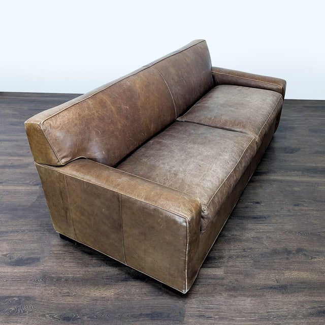 Mitchell Gold Mitchell Gold 3-Seat Brown Leather Sofa For Sale - Image 4 of 14
