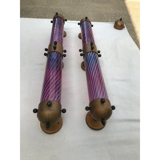 Art Deco Art Deco Hand Blown Glass Sconces - a Pair For Sale - Image 3 of 12