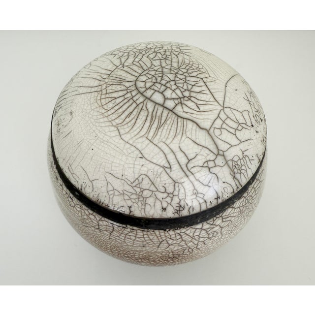 Vintage Raku Crackle Glaze Lidded Canister Box For Sale In Sacramento - Image 6 of 11