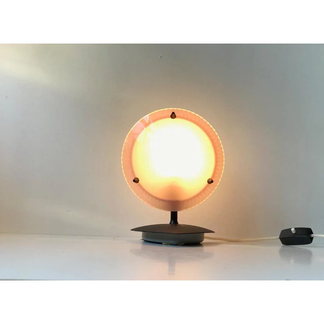 Metal Mid-Century Italian Pink & White Acrylic Glass Table Lamp, 1960s For Sale - Image 7 of 13