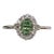 Demantoid Ring W Earth Mined Diamonds in Solid 14k White Gold Oval Size 6.75 For Sale