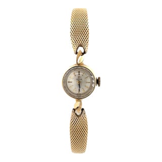 Mid 20th Century Omega 14k Yellow Gold Manual Wind Ladies Wrist Watch For Sale