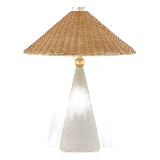 Mitzi Perilla 22 in. 1 Light Table Lamp in Aged Brass and Ceramic Windswept White Finish For Sale