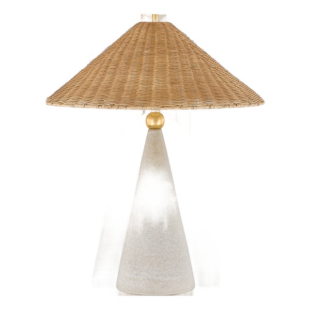 Mitzi Perilla 22 in. 1 Light Table Lamp in Aged Brass and Ceramic Windswept White Finish For Sale