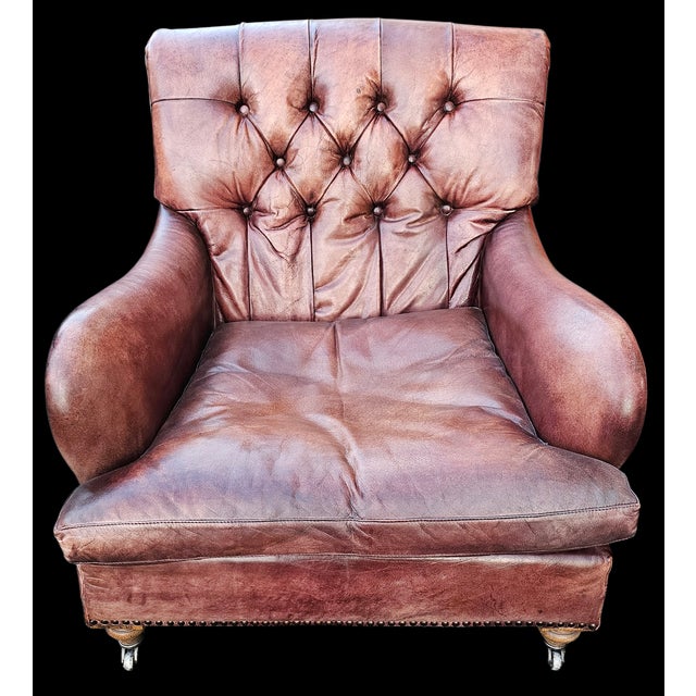 Early 21st Century Pair of Eichholtz Tufted Leather Club Caledonian Armchairs For Sale - Image 12 of 12