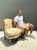 Vintage Palm Print Fabric Slipper Chairs - Pair For Sale - Image 9 of 12