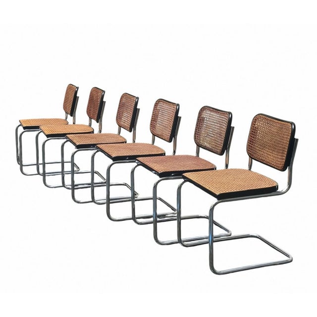 Set of four Cesca chairs by Marcel Breuer for Gavina, Italy, with original label. The chairs show slight signs of wear,...