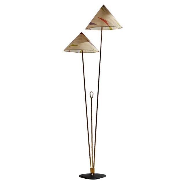 Brass Floor Lamp by Rupert Nikoll, 1950s For Sale