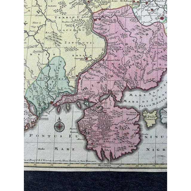 Theatrum Belli Turcicarum et Tartaricum: Ukraine and Crimea Map from Tobias Conrad Lotter, 1740 For Sale - Image 12 of 13
