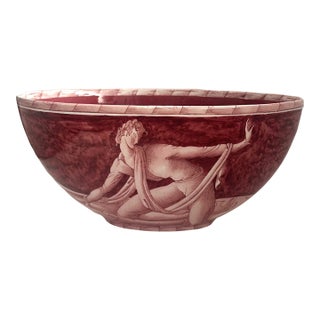 Mid 20th Century Gio Ponti Richard Ginori Italian Pottery Art Deco 1031 Bowl Rare Male Figure For Sale