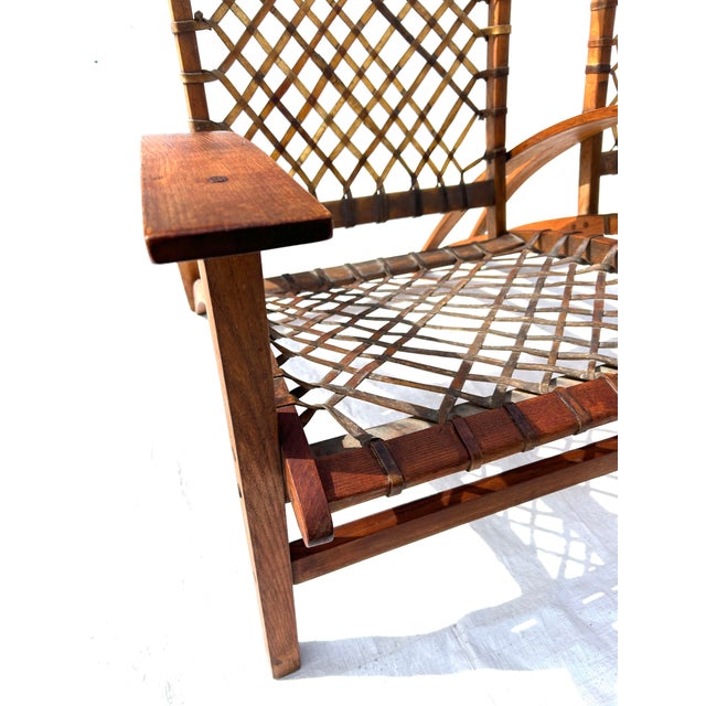 Rustic Adirondack Modern, Vermont Tubbs, Rawhide Strapped Chairs (2), c.1965-1975. Snow Shoe Chairs For Sale - Image 3 of 11