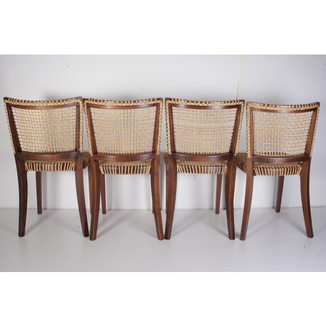 Raffia Woven Dining Chairs by Jan Vaněk for P.M.B., 1930s, Set of 4 For Sale - Image 4 of 18
